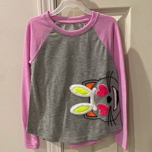 New Girls Knit gray/Purple Bunny Pajamas Set 6-6X